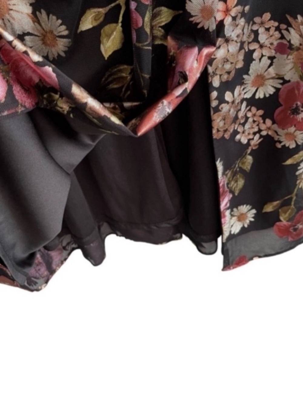 NEW Adrianna Papell Flutter Sleeve Cocktail Dress Foil Florals Black Size 14P - Picture 8 of 15